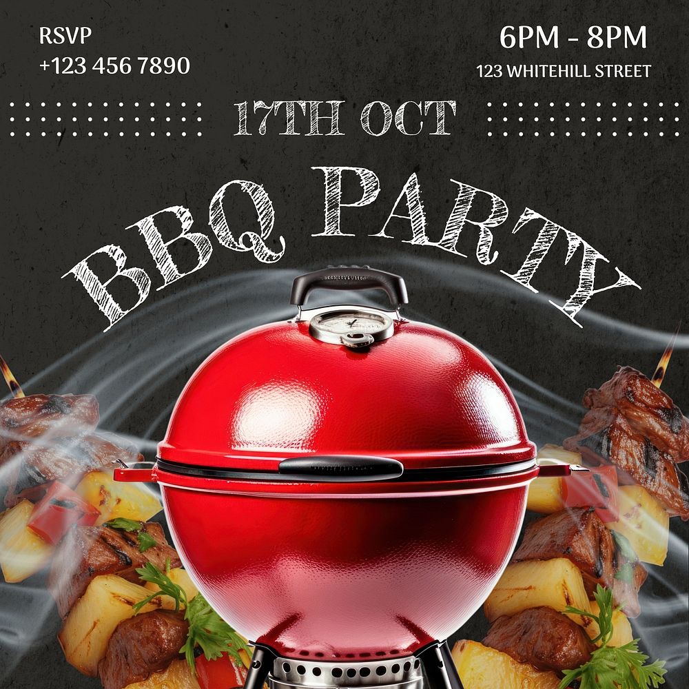 Bbq party Instagram post template
