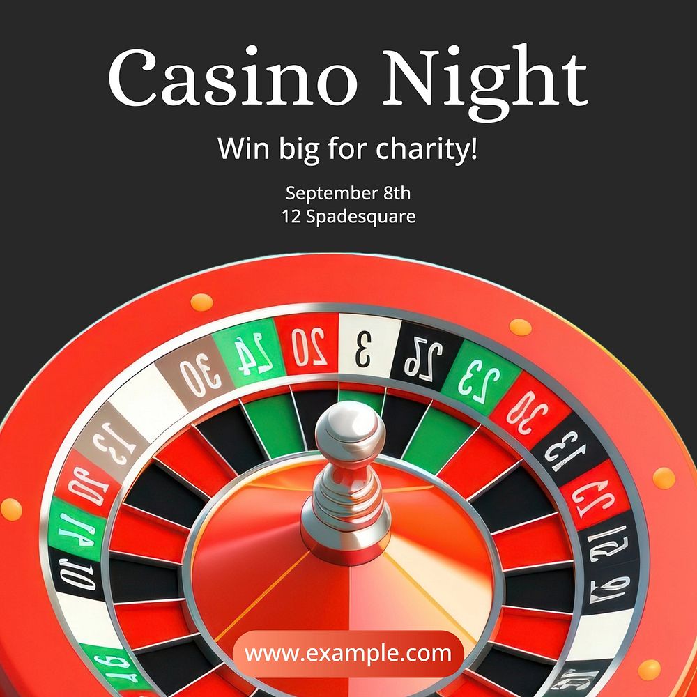 Charity casino night Instagram post template