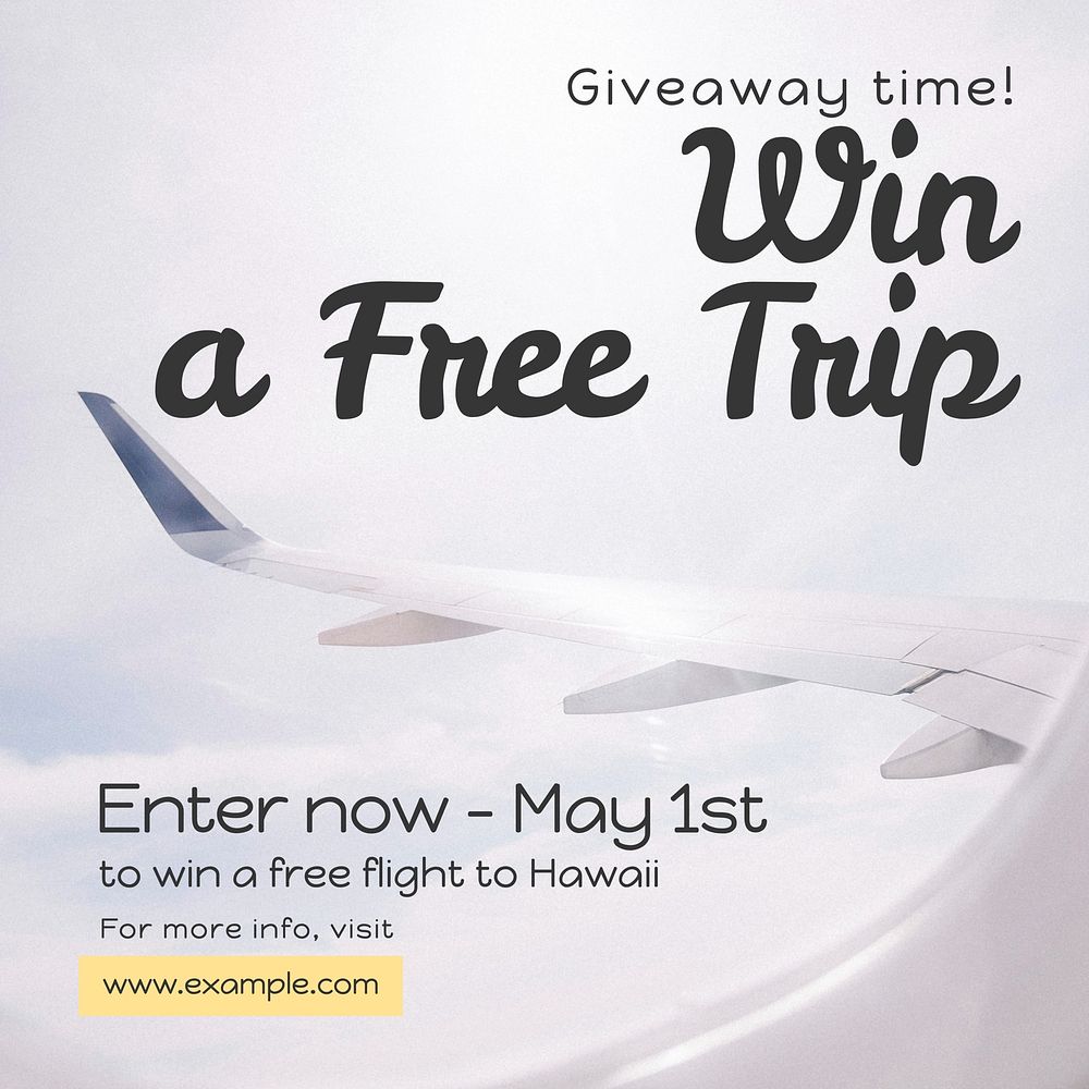 Free trip, giveaway Instagram post template