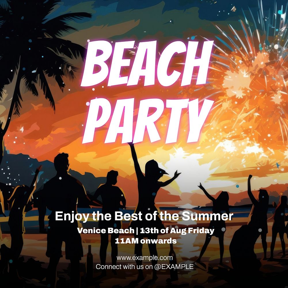 Beach party summer Instagram post template
