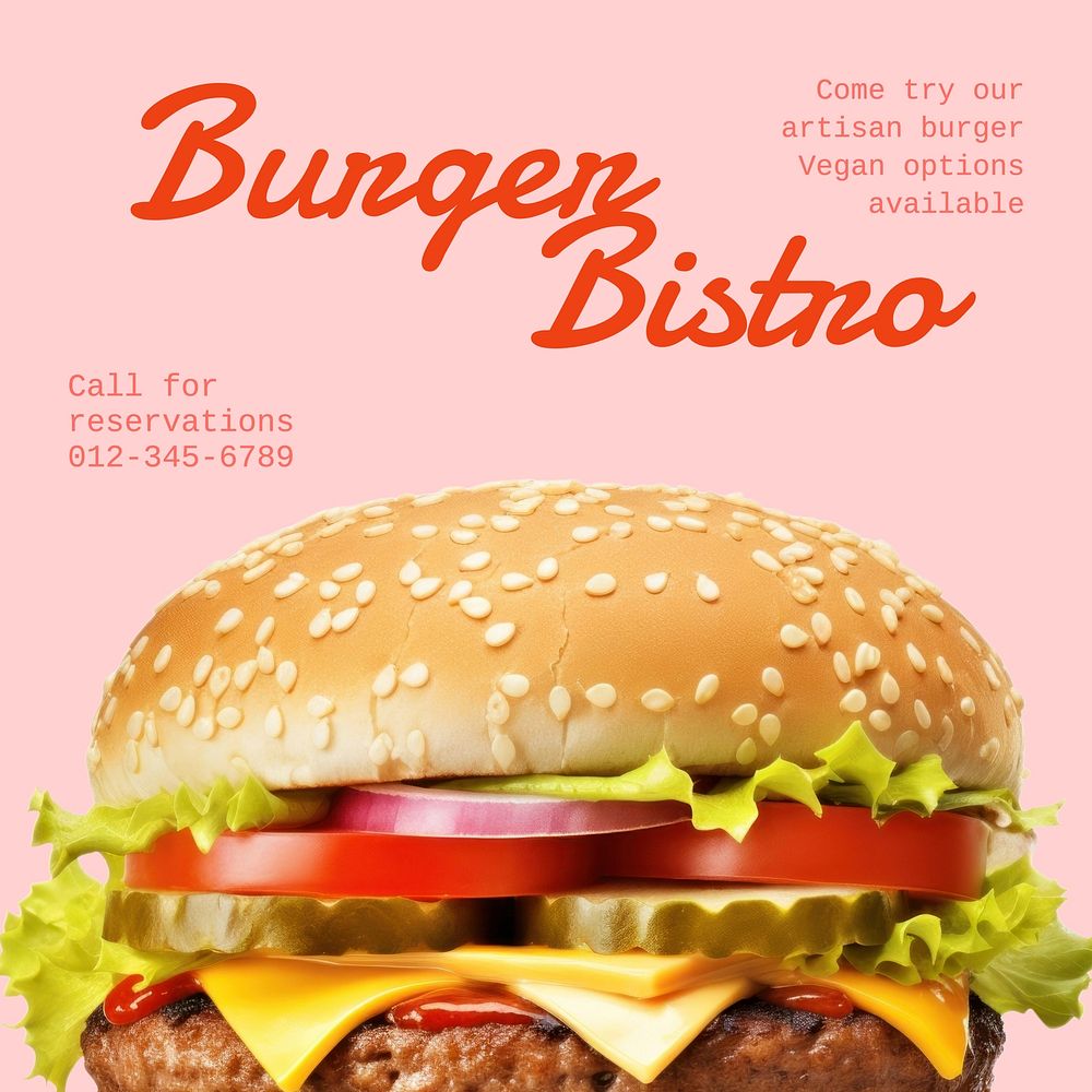 Burger bistro Instagram post template