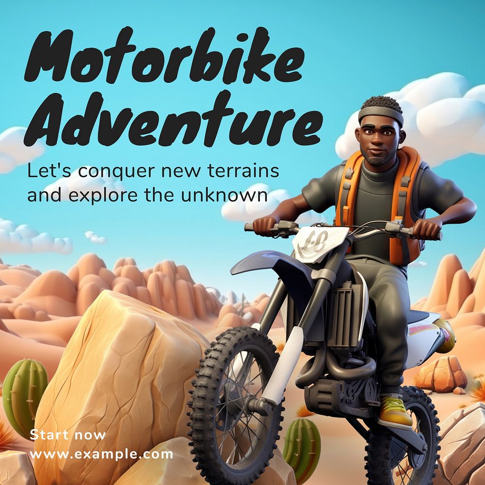 Motorbike adventure Instagram post template   