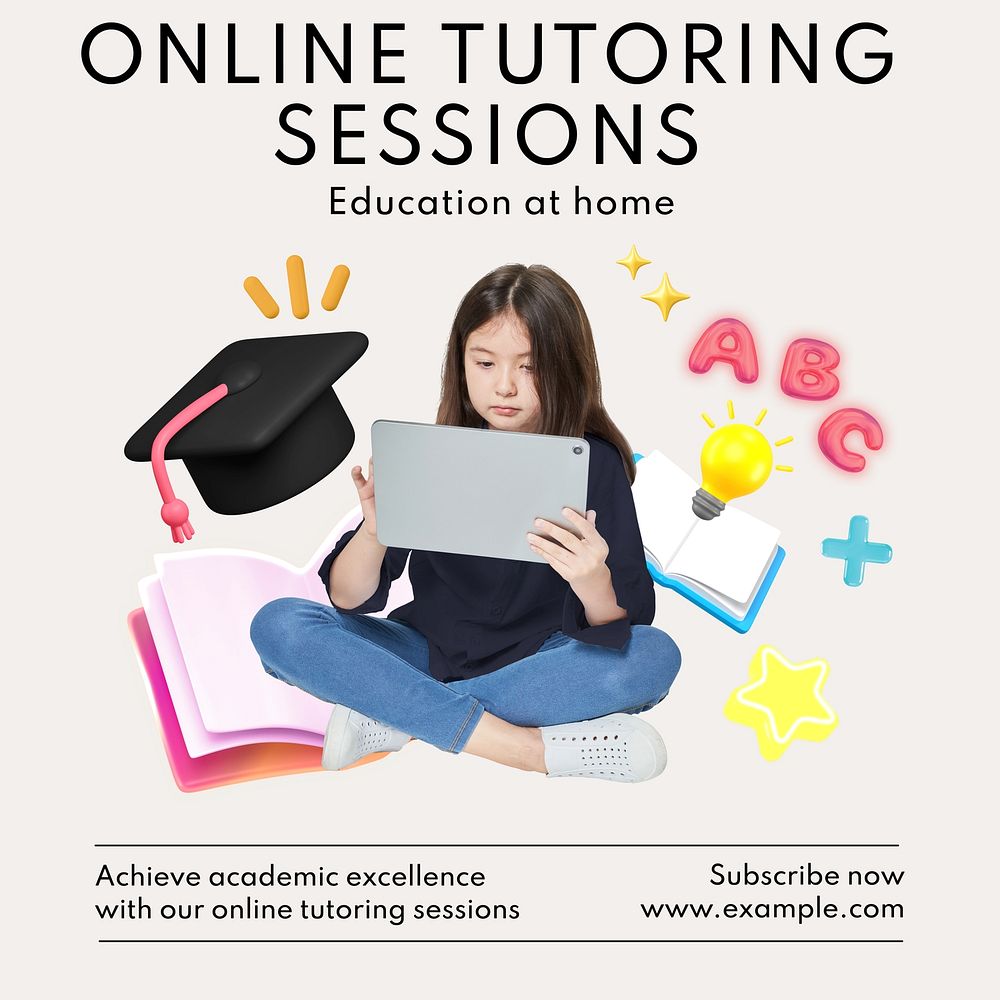 Online tutoring sessions Instagram post template