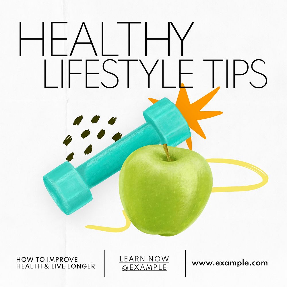 Healthy lifestyle tips Instagram post template