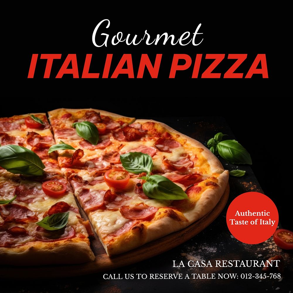 Gourmet Italian pizza Instagram post template