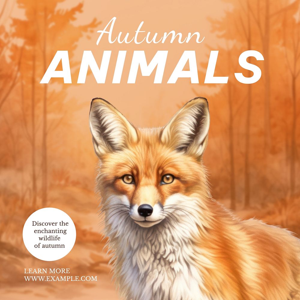 Autumn animals Instagram post template