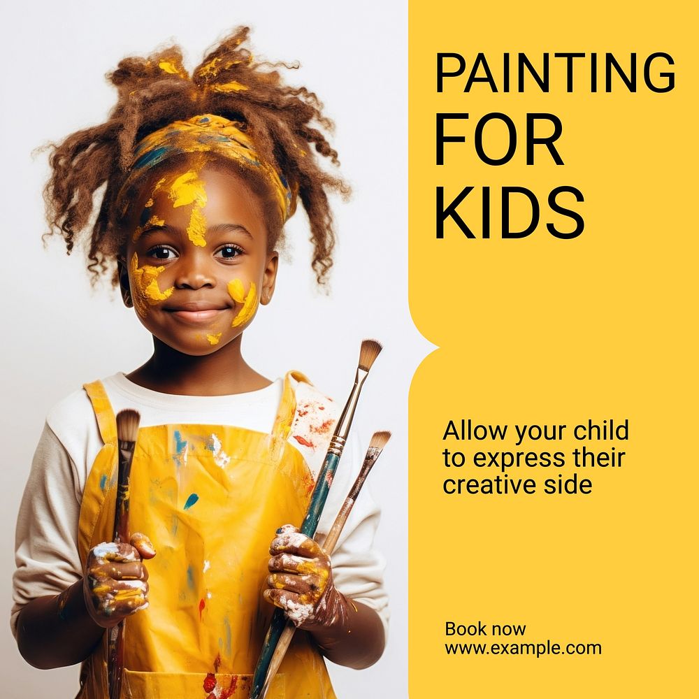 Painting for kids Instagram post template