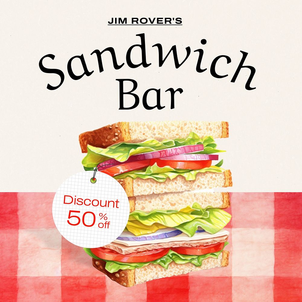 Sandwich bar Instagram post template