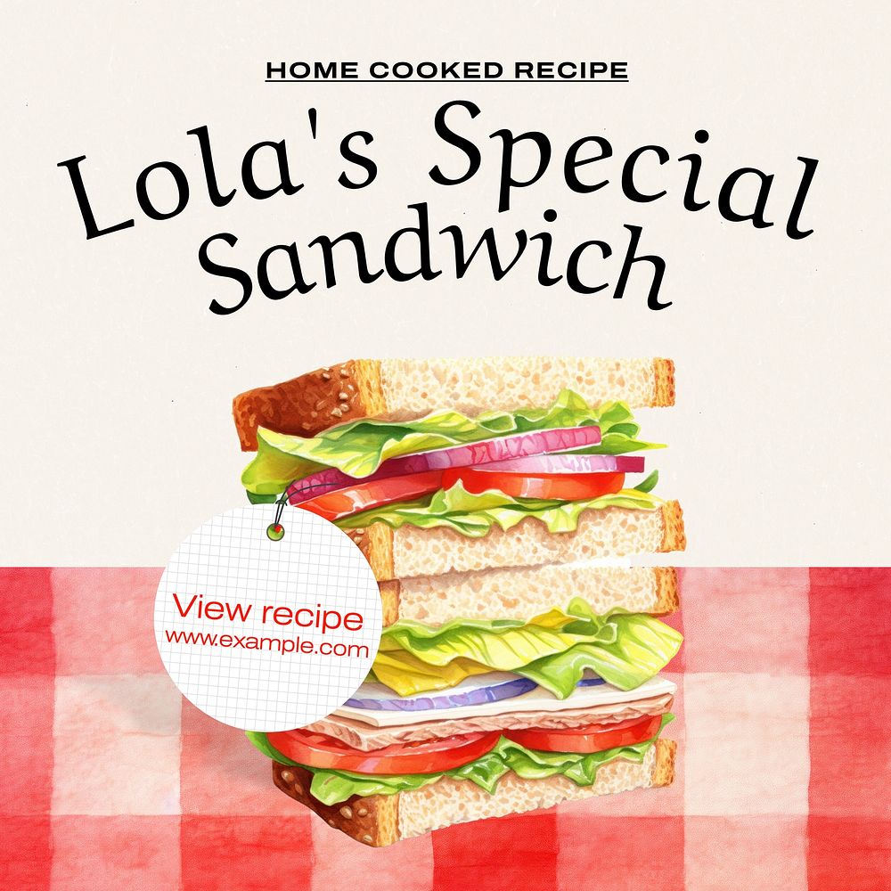 Sandwich recipe Instagram post template