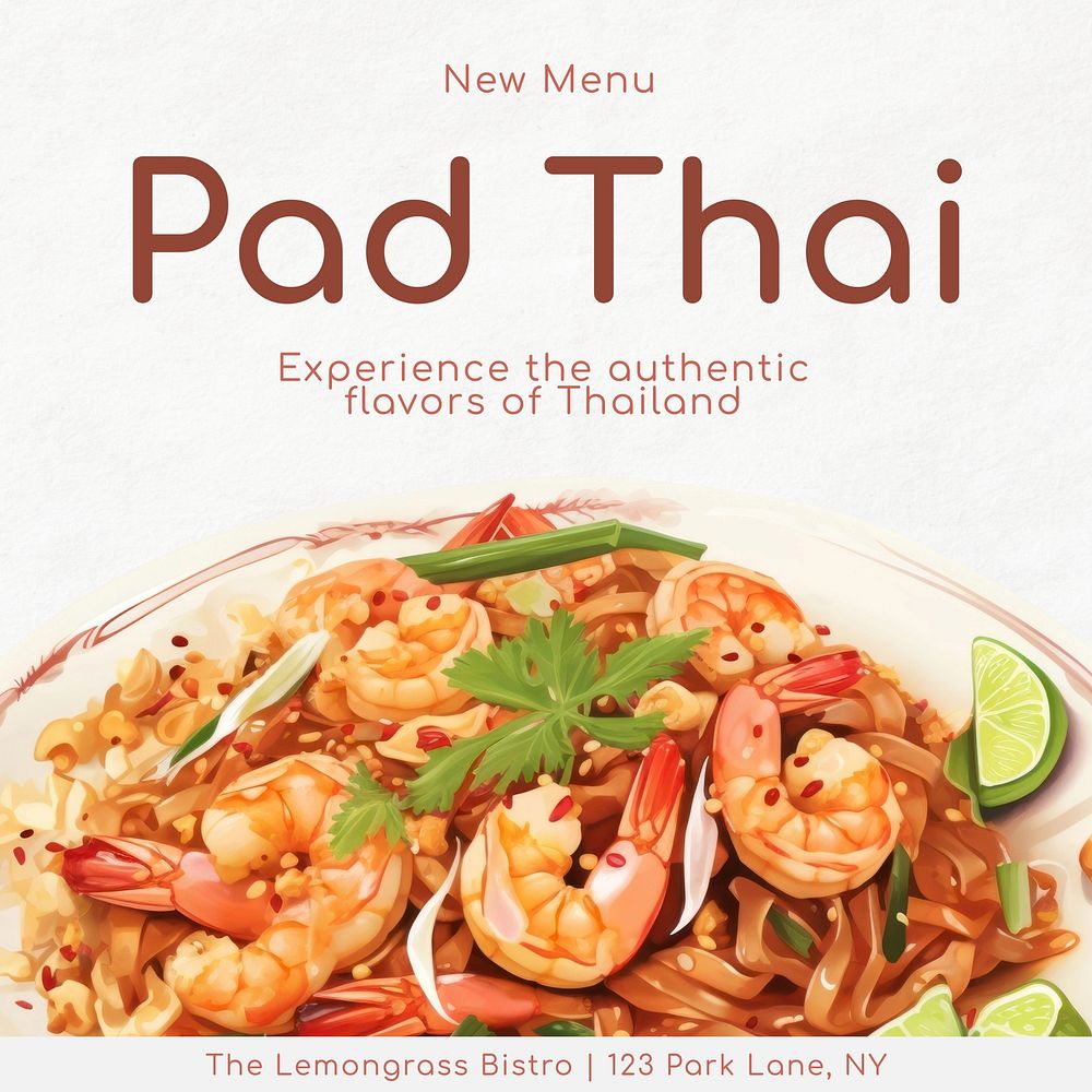 Pad thai Instagram post template