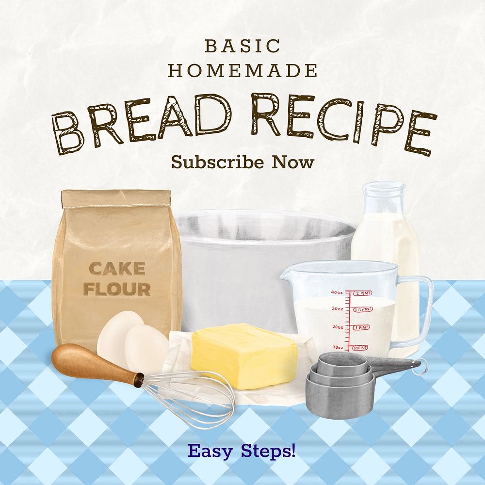 Homemade bread recipe Instagram post template