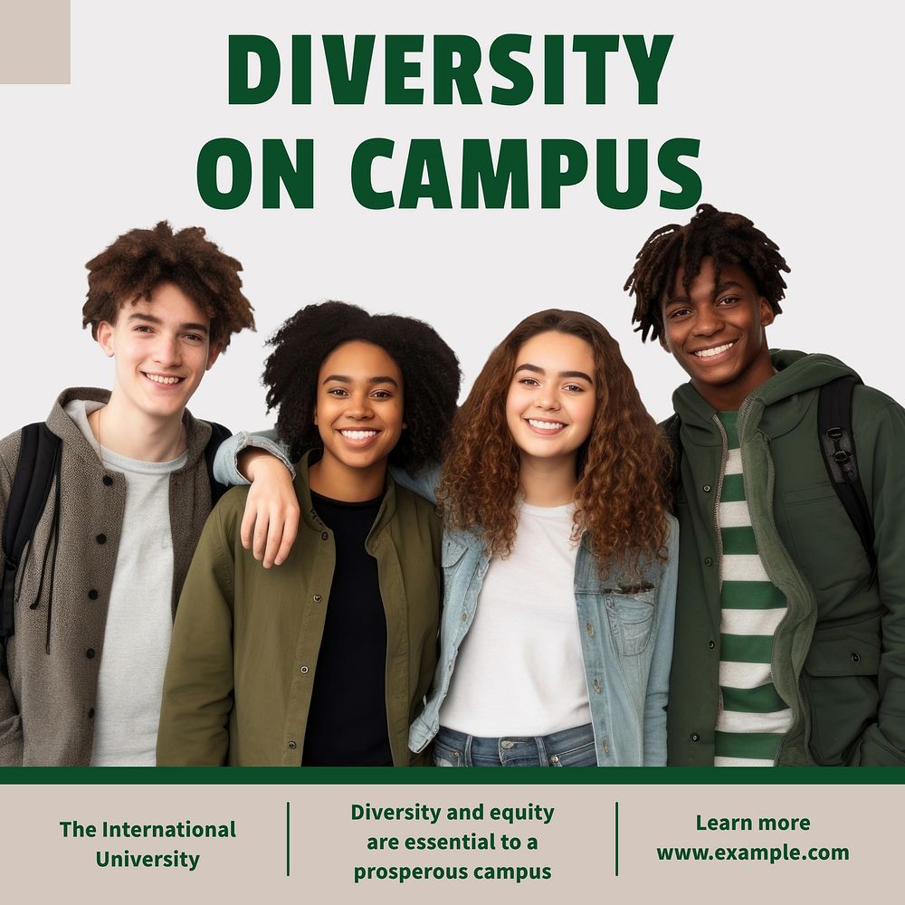 Diversity on university campus Instagram post template
