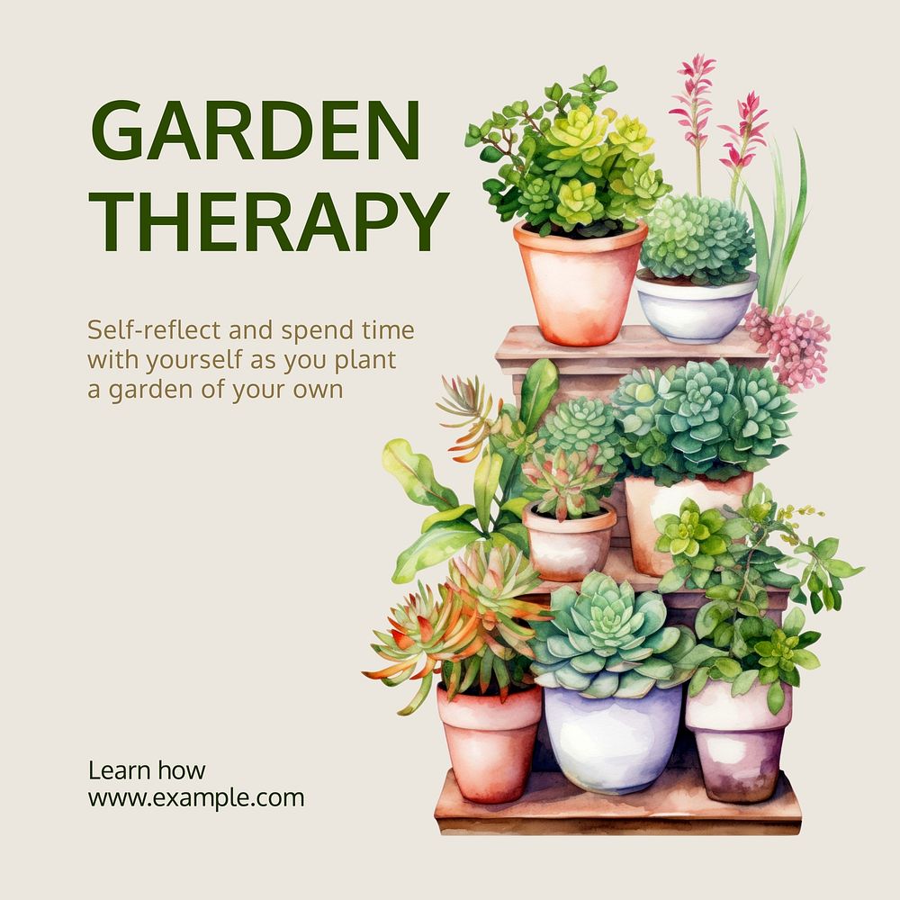 Garden therapy Facebook post template