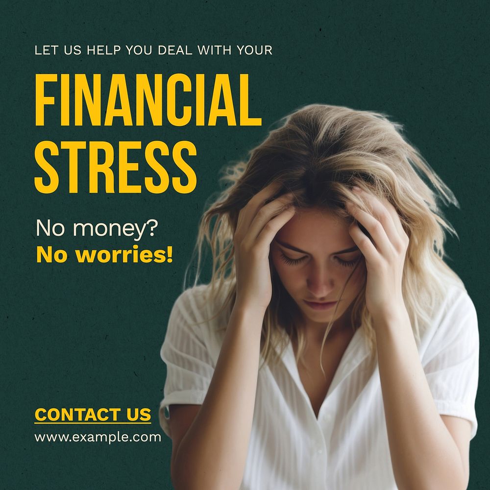Financial stress Instagram post template