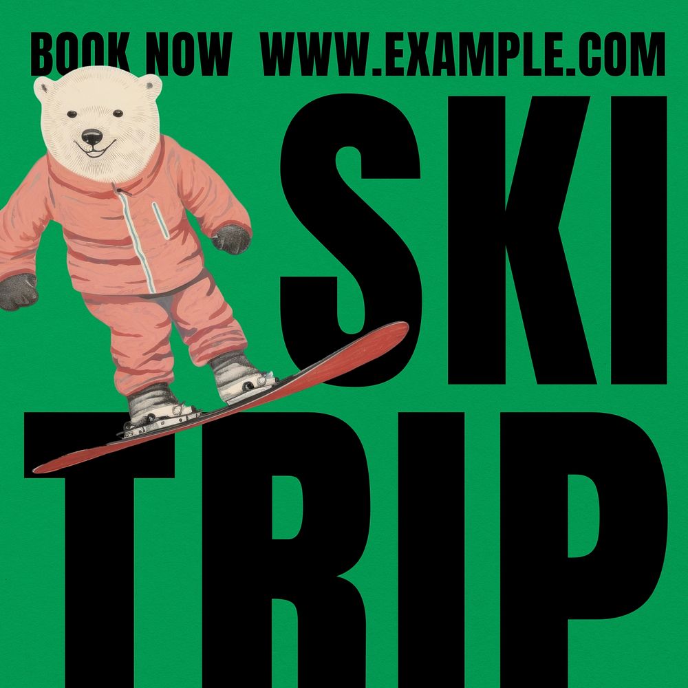Ski trip Instagram post template
