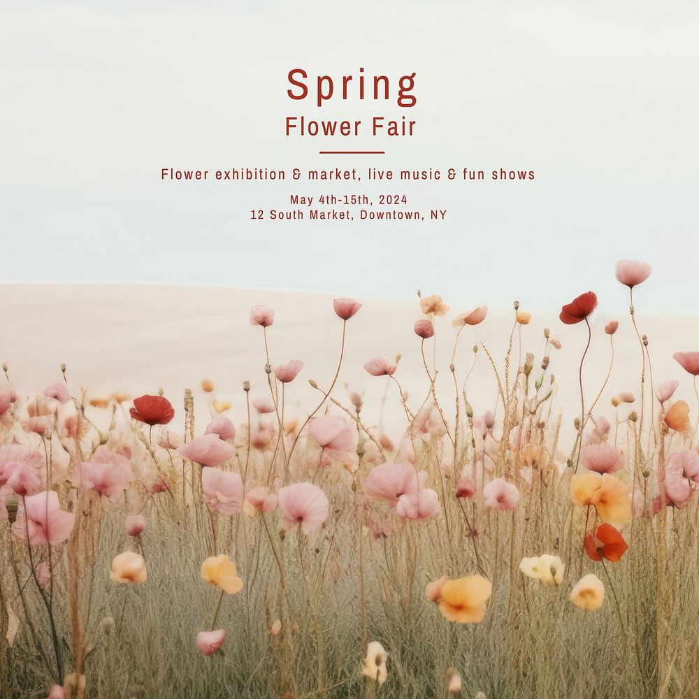 Spring flower fair Instagram post template