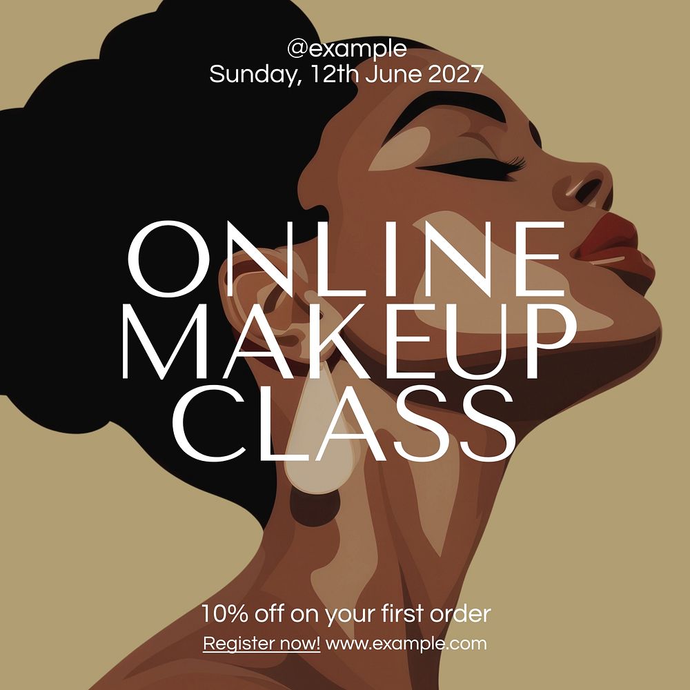 Online makeup class Facebook post template