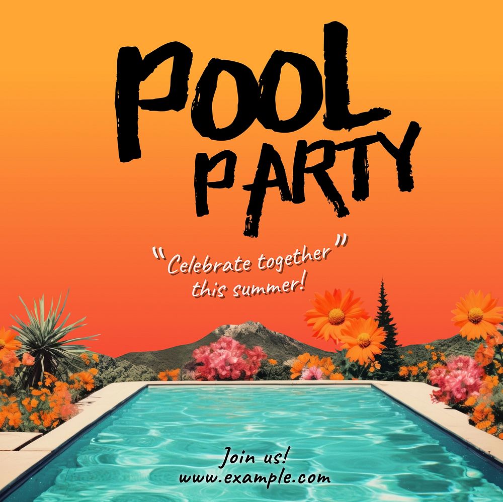 Pool party Instagram post template