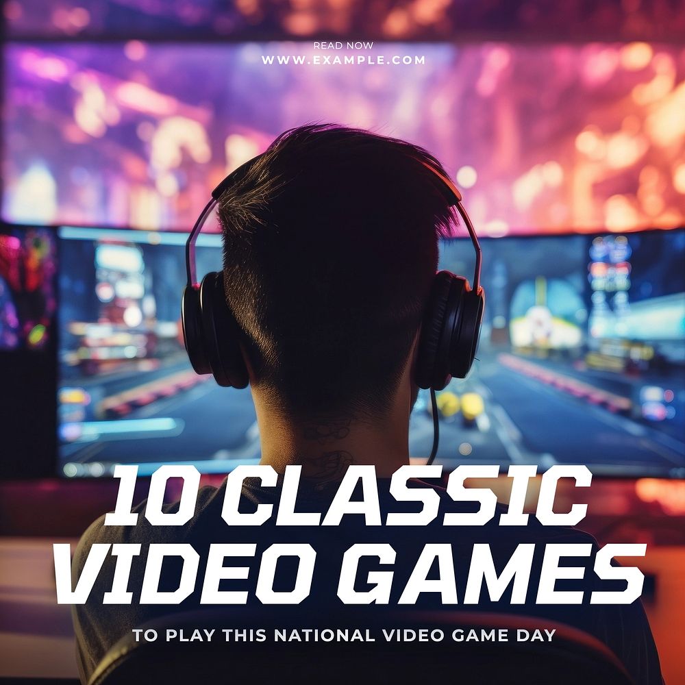 Video game day Instagram post template