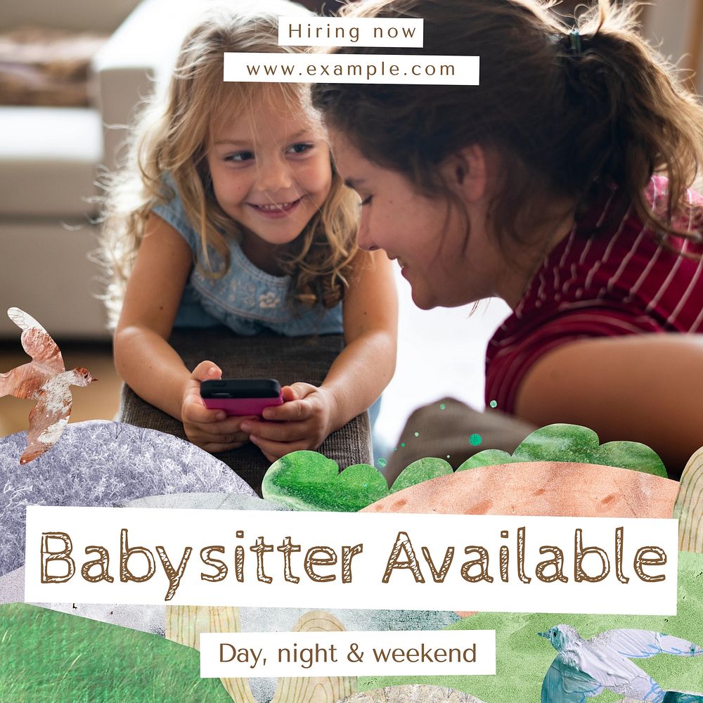 Babysitter job Instagram post template