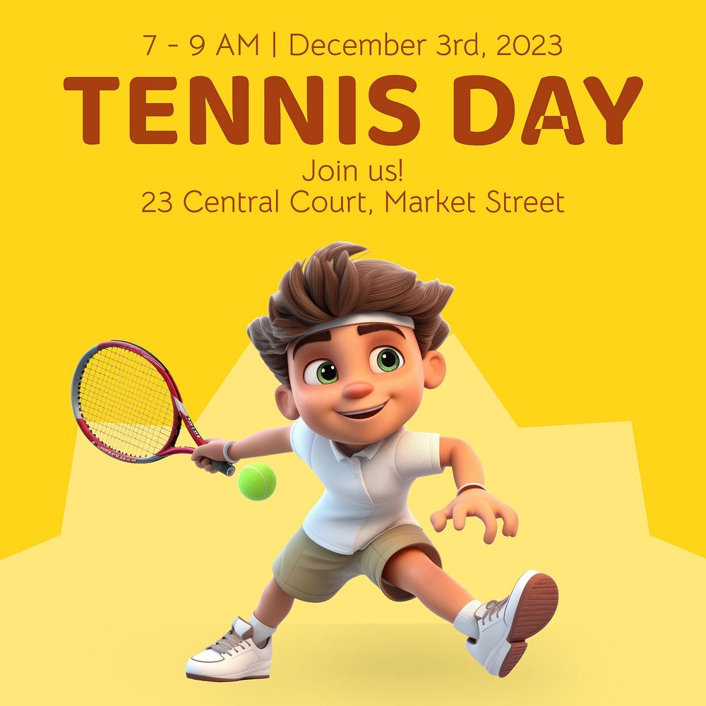 Tennis day Facebook post template  