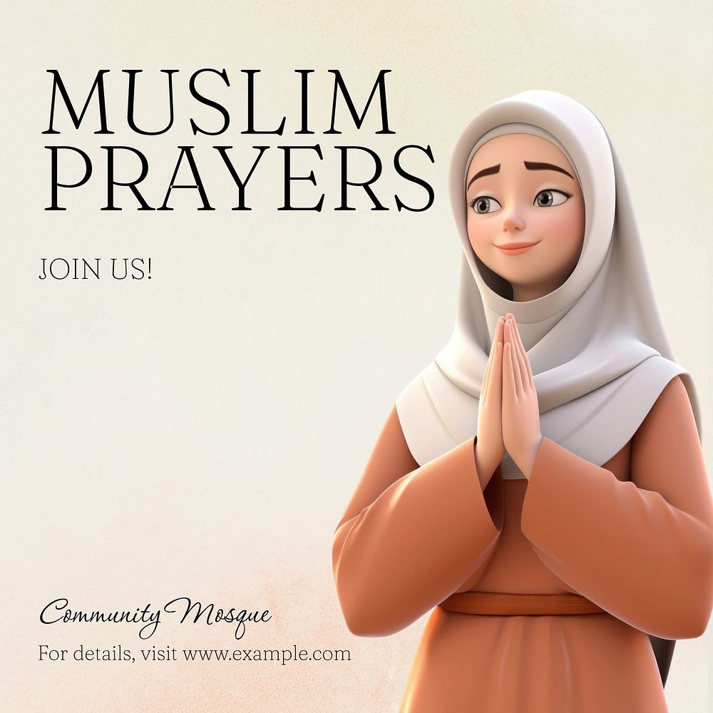 Muslim prayers Instagram post template