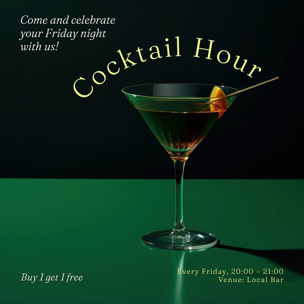 Cocktail hour Facebook post template