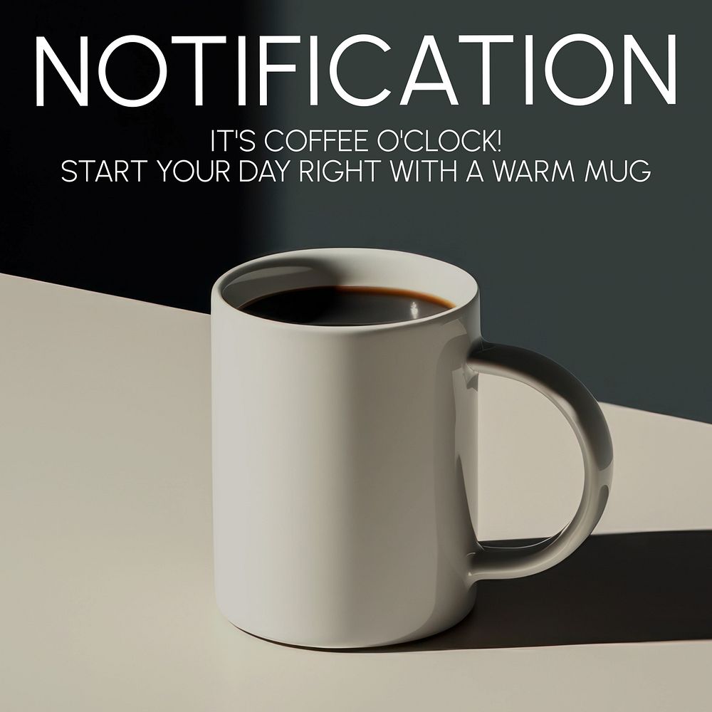 Morning coffee notification Instagram post template