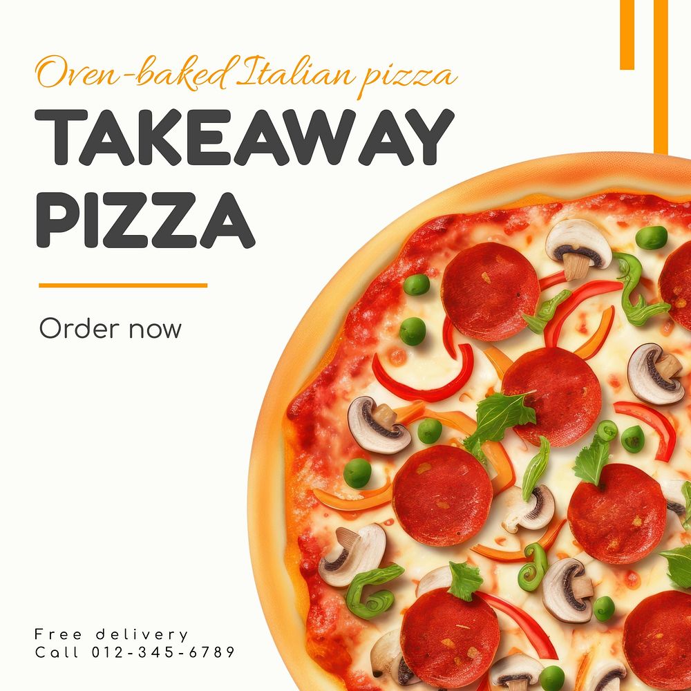 Takeaway pizza Instagram post template