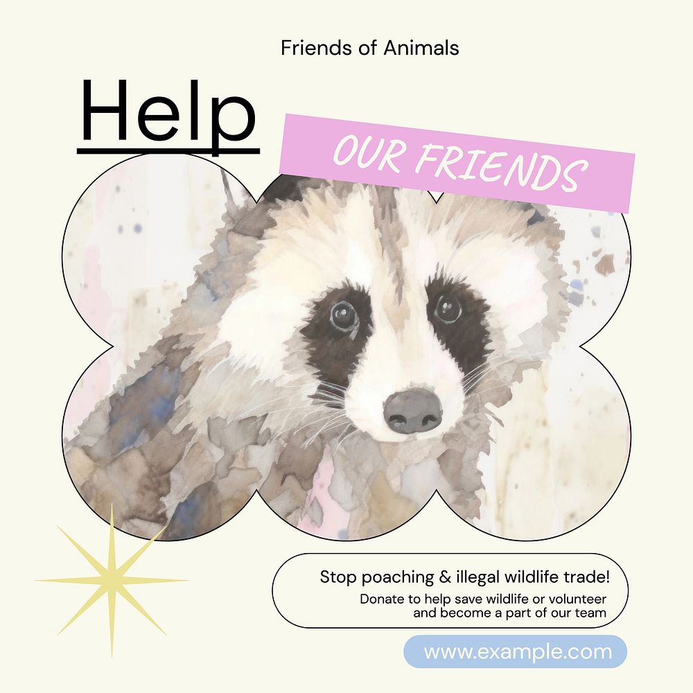 Save animals Instagram post template