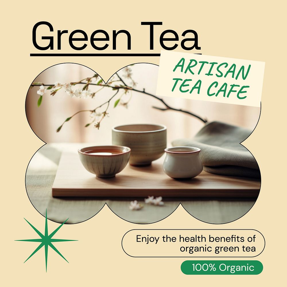 Green tea Instagram post template