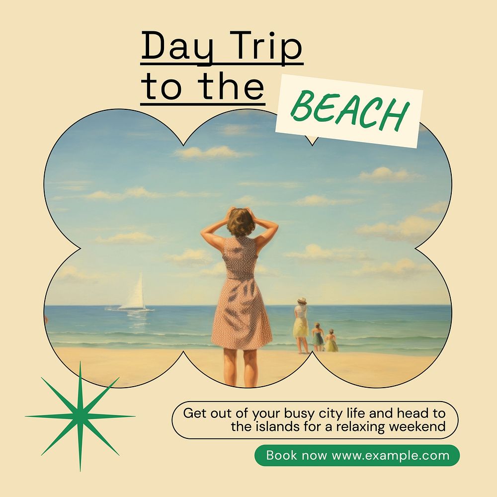 Beach trip Facebook post template