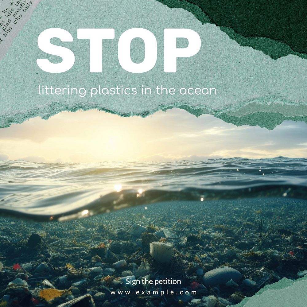 Save ocean Instagram post template, editable social media design
