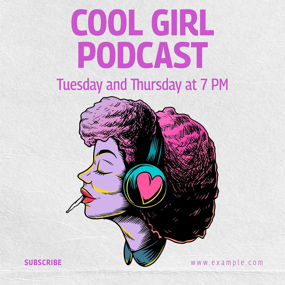 Cool girl podcast Instagram post template
