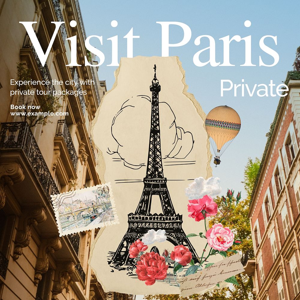 Paris private tour Instagram post template