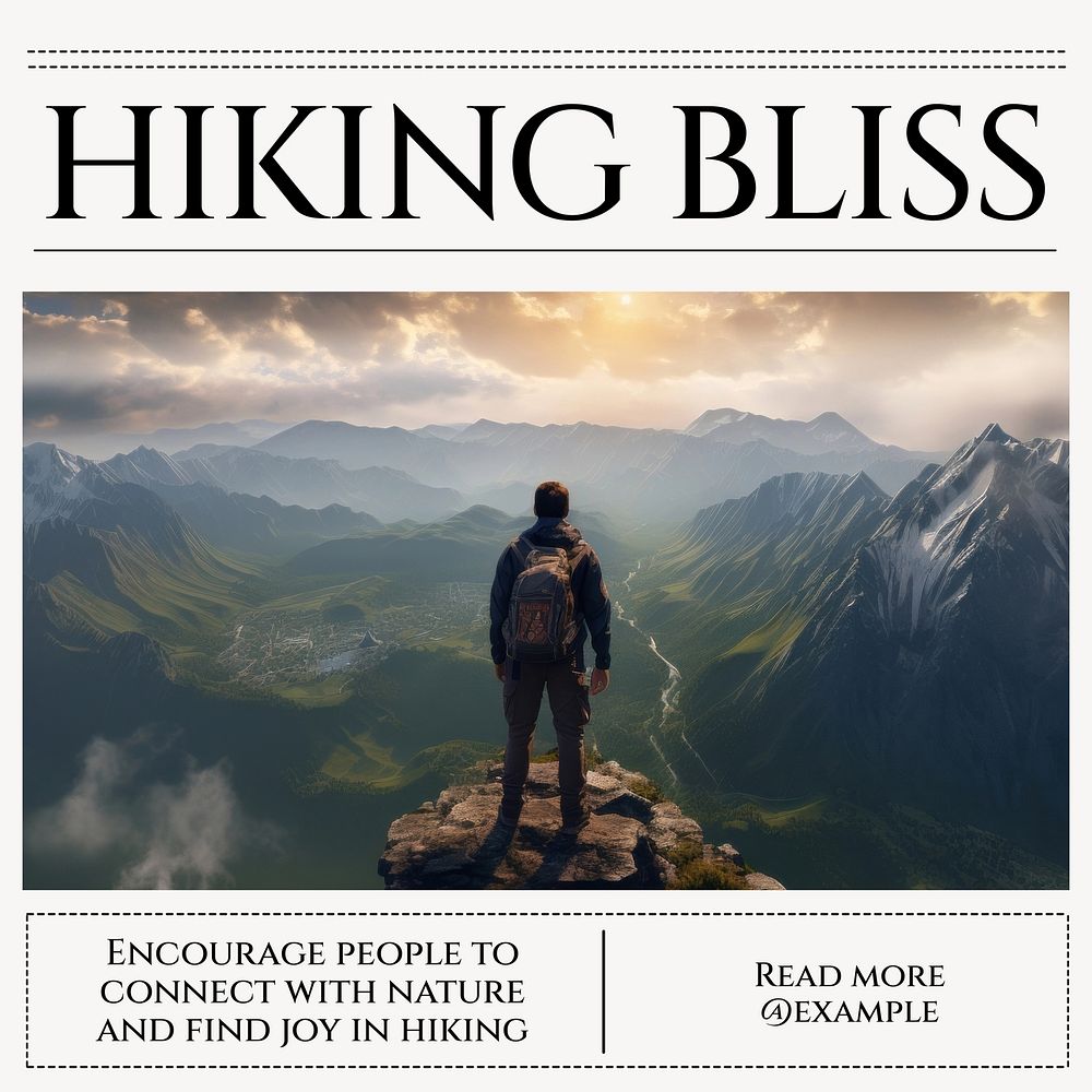 Hiking bliss Instagram post template