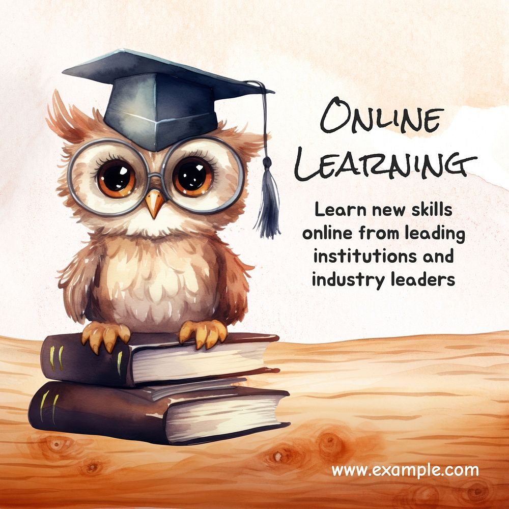 Online learning post template social media design