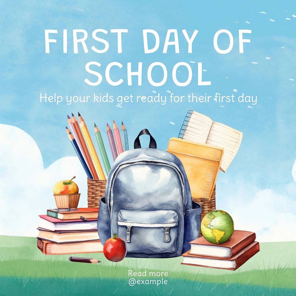 First school day post template social media design