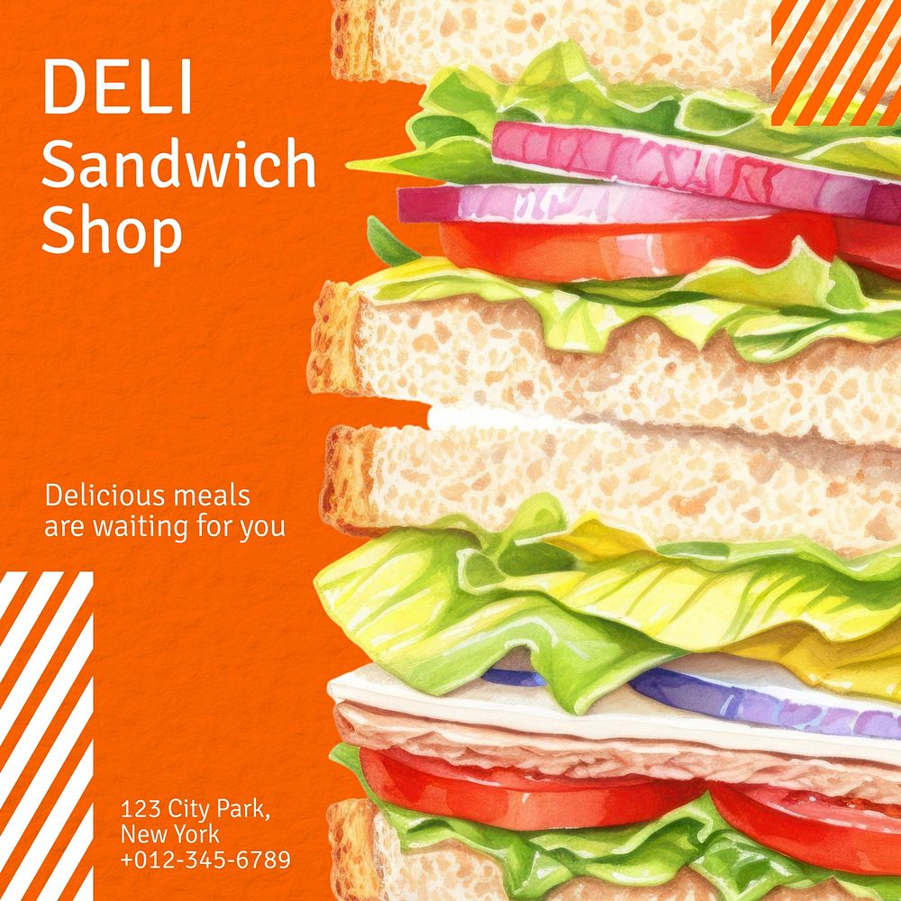 Deli sandwich shop Instagram post template