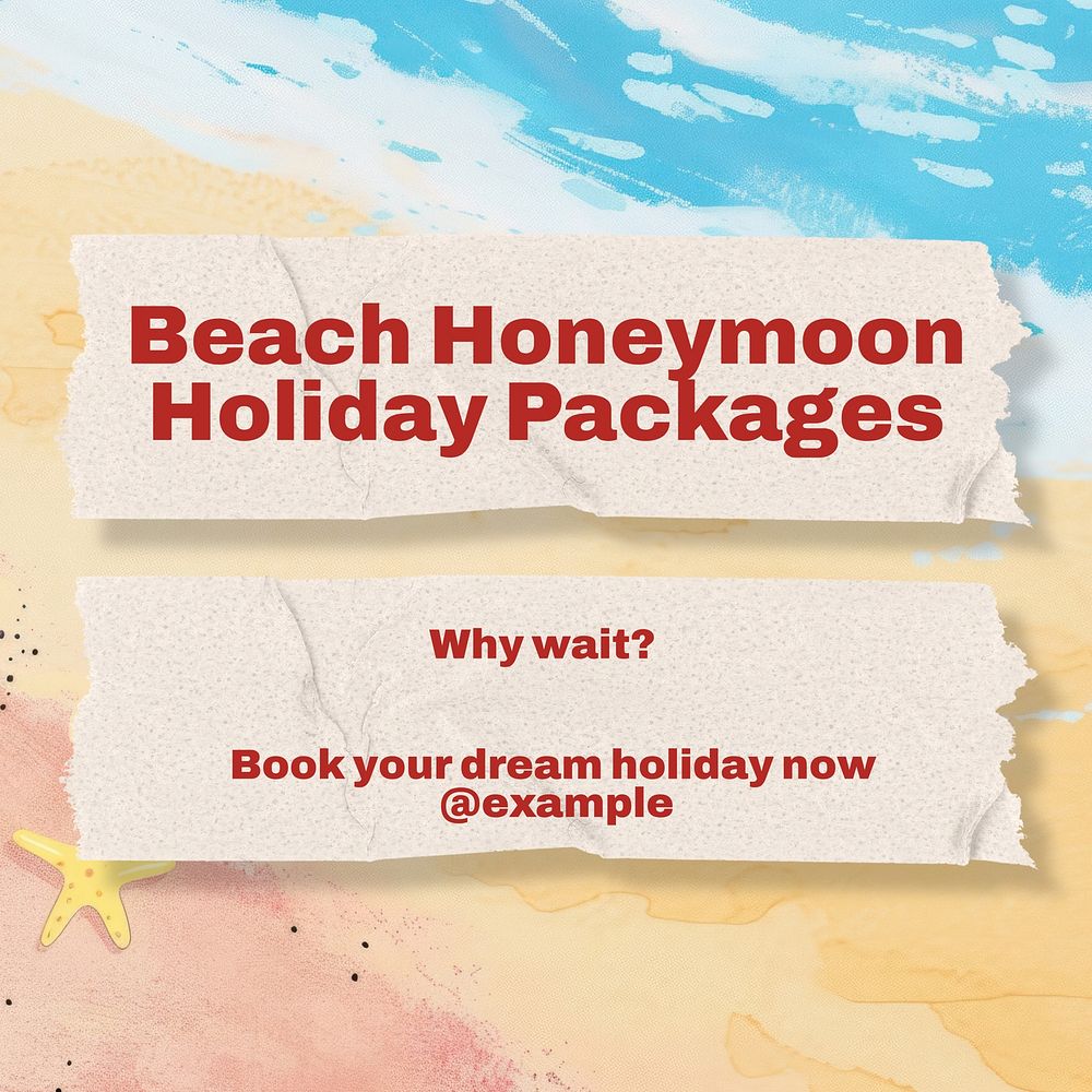 Beach honeymoon holiday Instagram post template