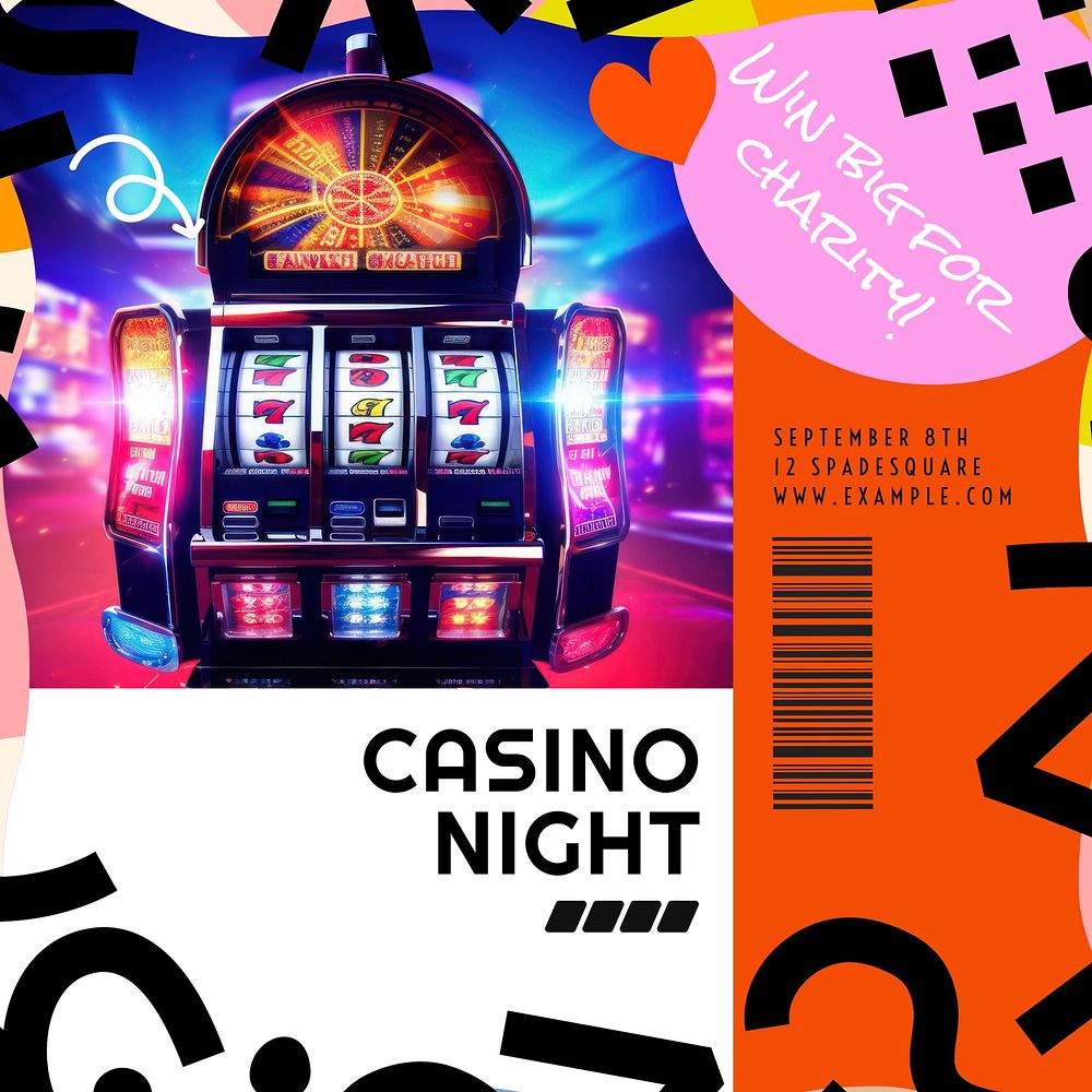 Charity casino night Facebook post template