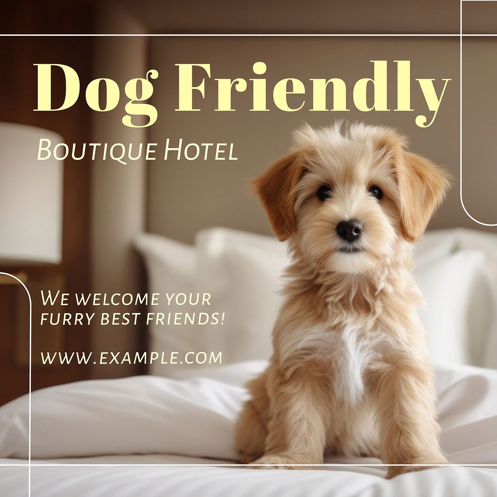 Dog friendly hotel Facebook post template