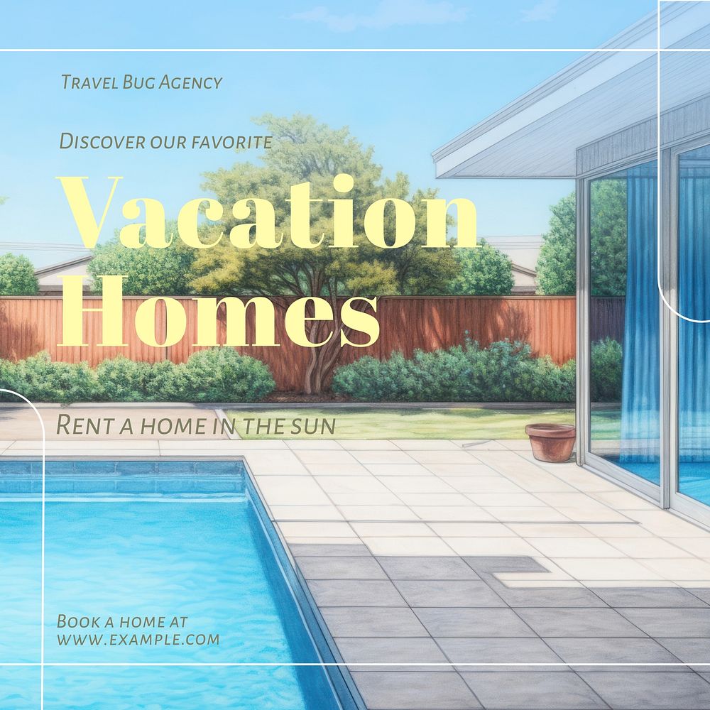 Vacation homes post template social media design