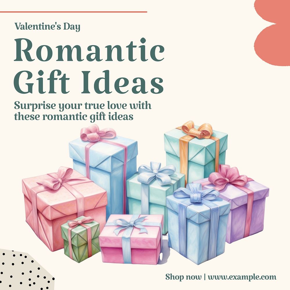 Romantic gift ideas post template, editable social media design