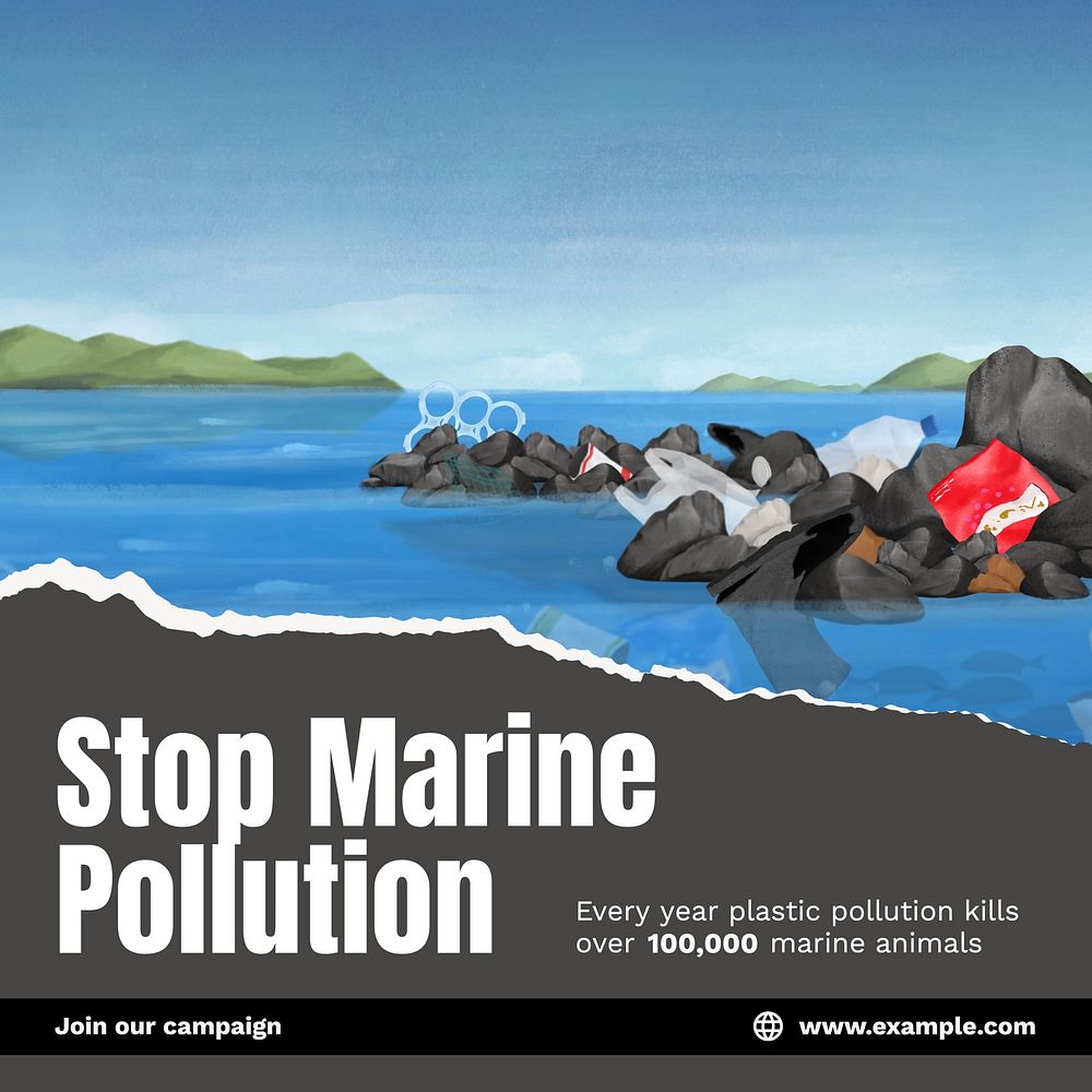 Sea & ocean pollution Instagram post template