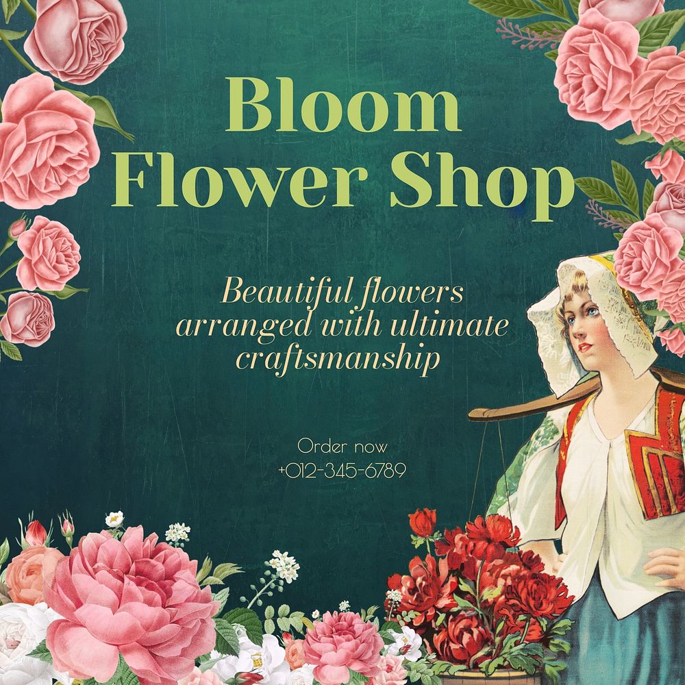 Flower shop Instagram post template
