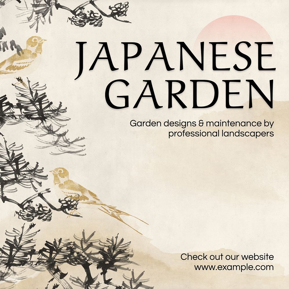 Japanese garden Instagram post template
