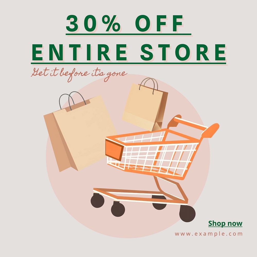 30% off entire store post template   