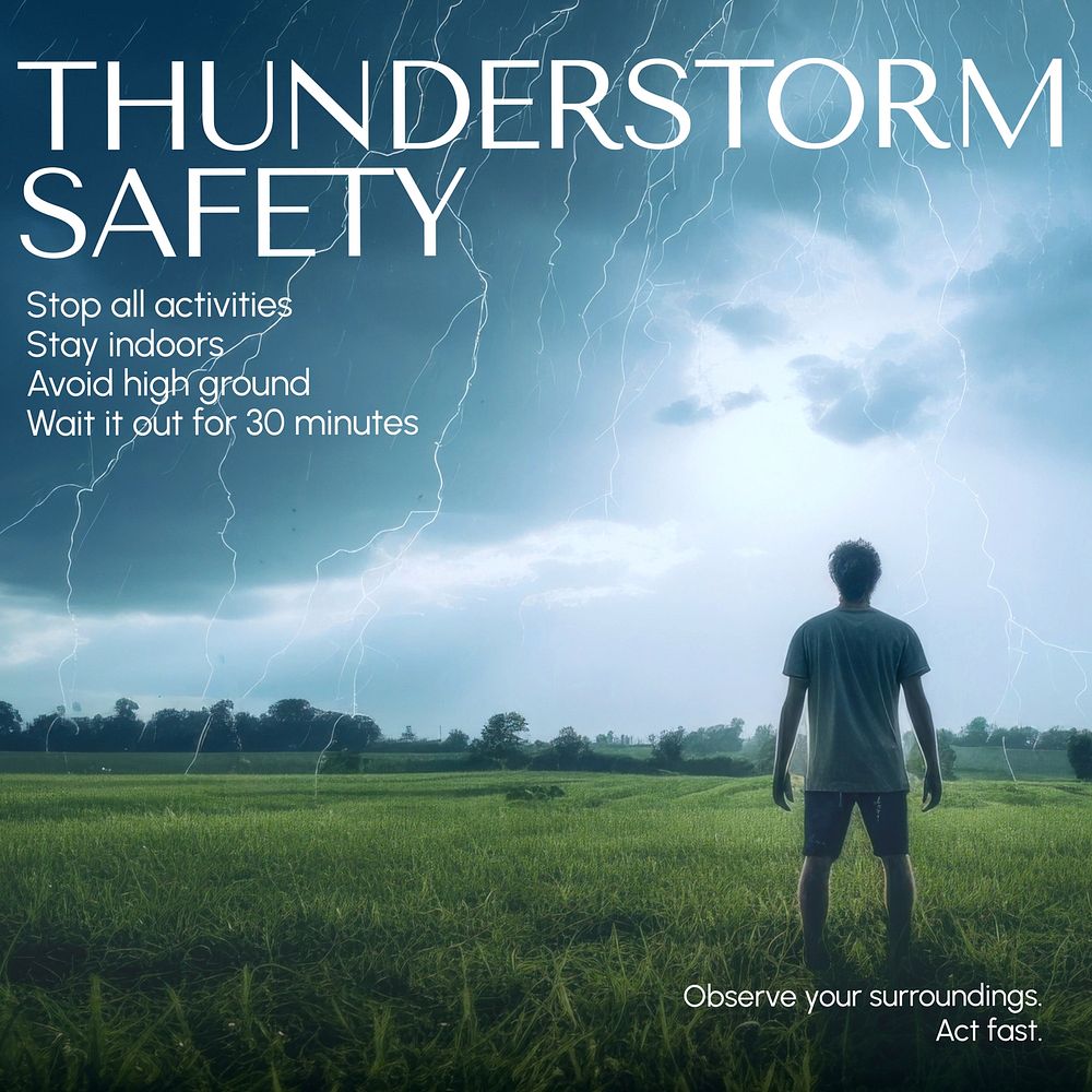 Thunderstorm safety Instagram post template