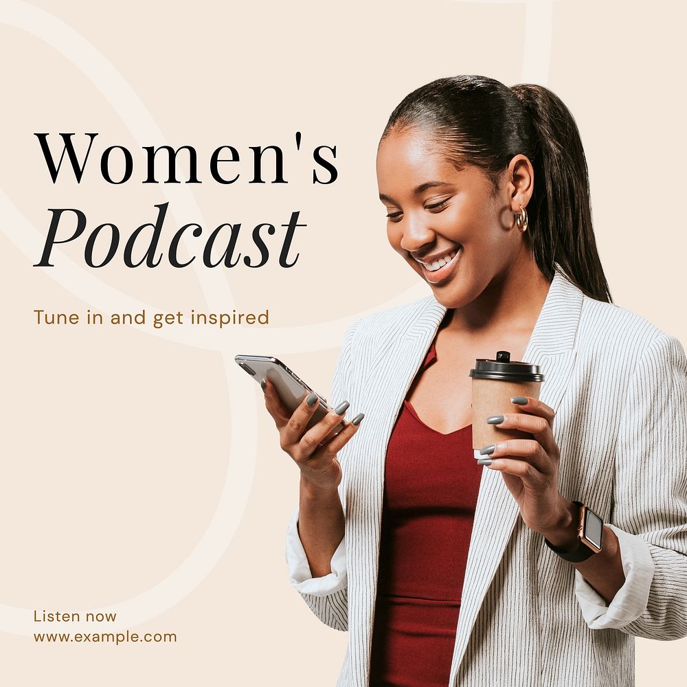 Woman podcast business Instagram post template